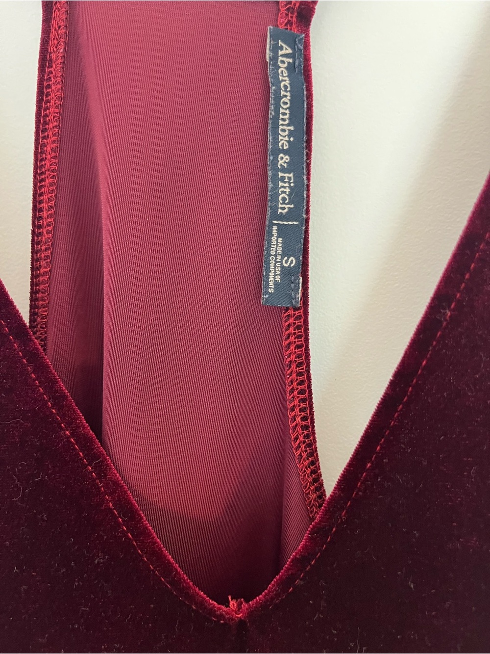 ‼️NEVER WORN‼️ Abercrombie & Fitch Velvet V-Neck Dress - Wine Red